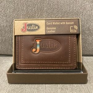 Justin Leather Card Wallet with Gusset NIB